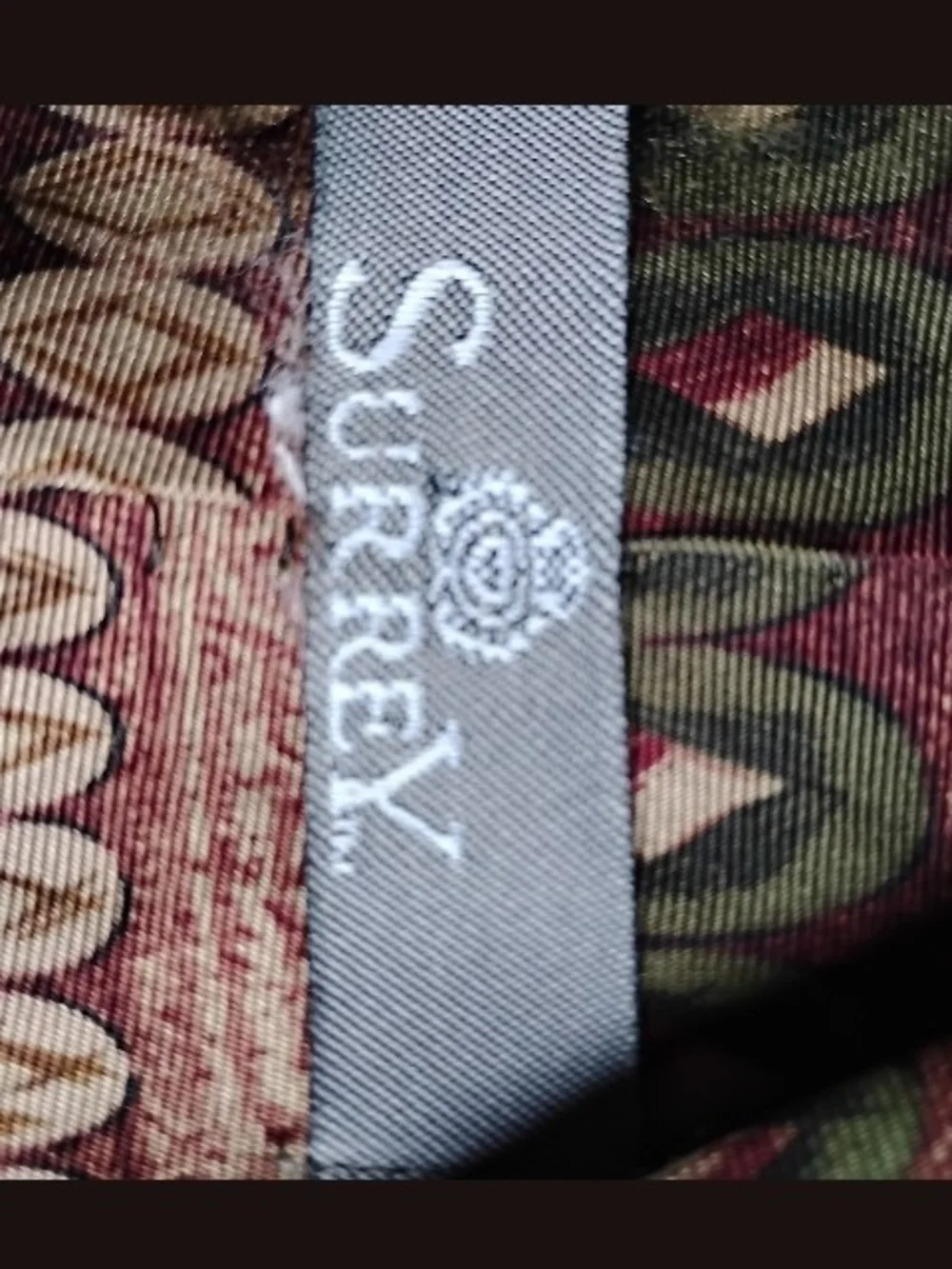 Woven Patterned Tie in Brown and Green - Unbranded